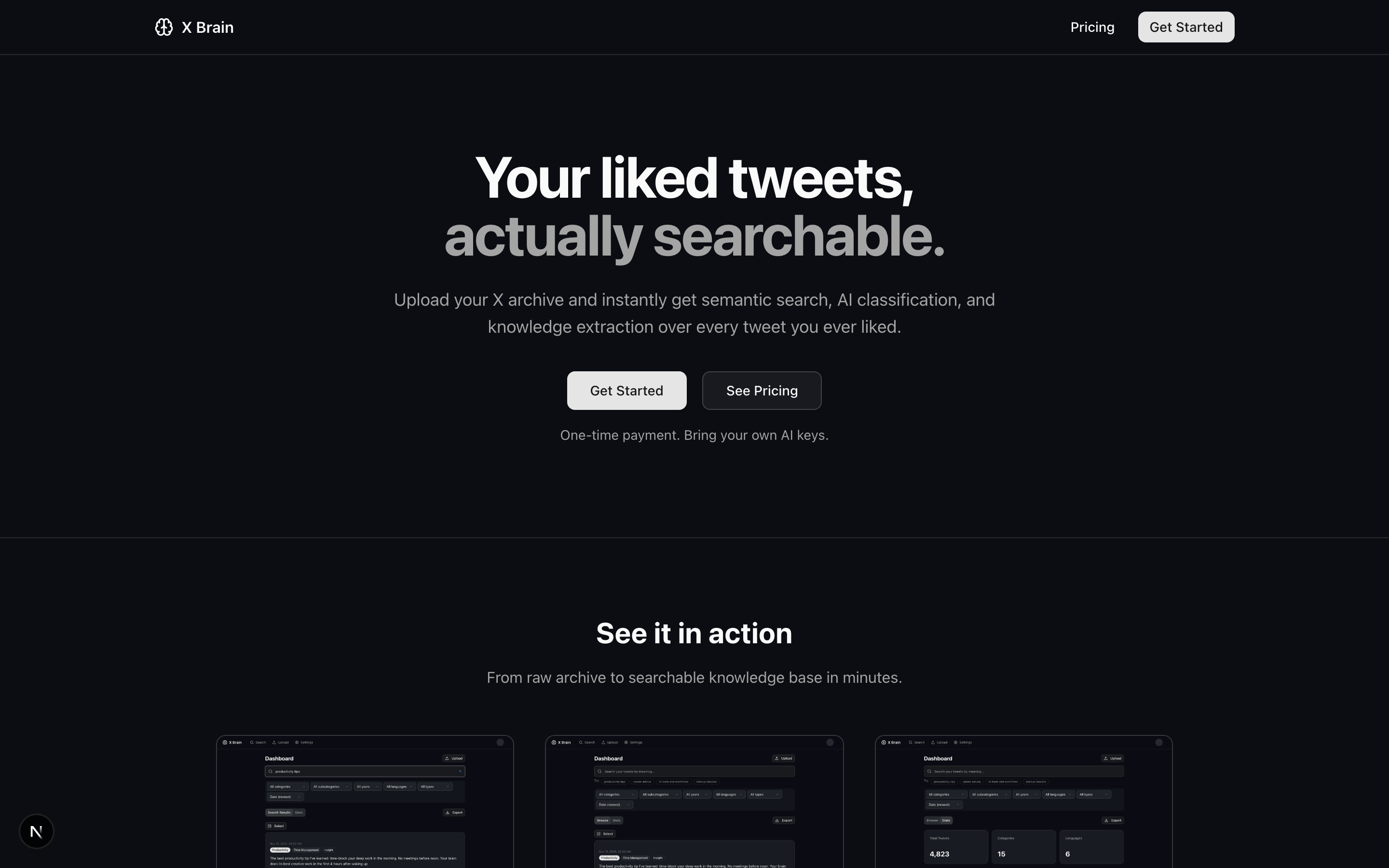 X Brain - Search Your Liked Tweets by Meaning